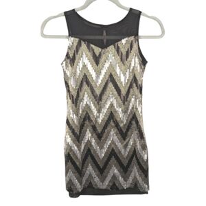 Elisa B youth size 10 beautiful black/gold/silver sequined tank top